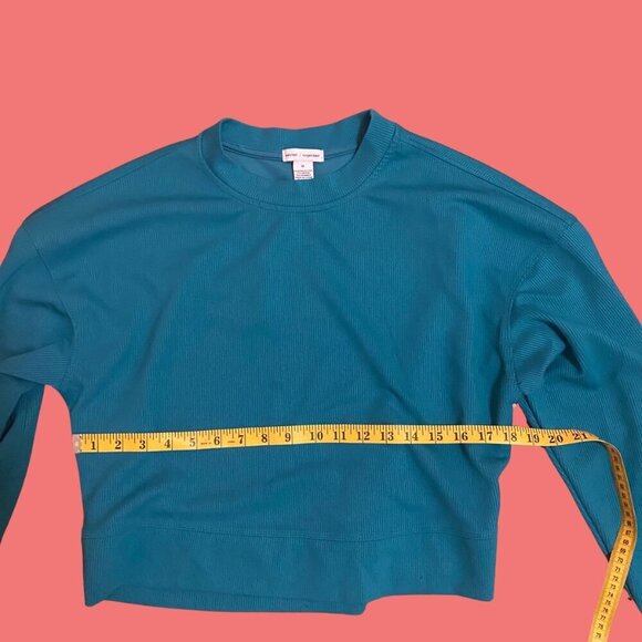 💙 Better Together Teal Ribbed Crewneck Sweatshirt - Size M - Picture 5 of 6